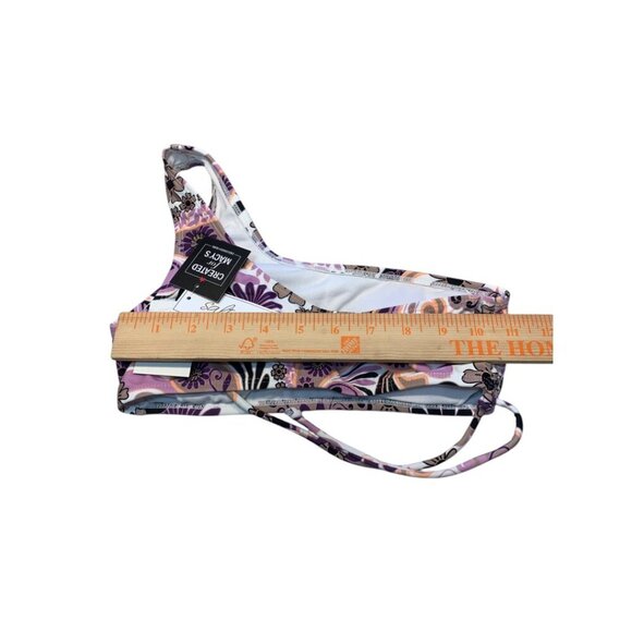 Salt + Cove Juniors Printed One-Shoulder Side-Shirred Bikini Top XS - Picture 4 of 4